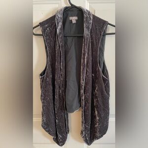 J. Jill crushed velvet silk blend open front vest